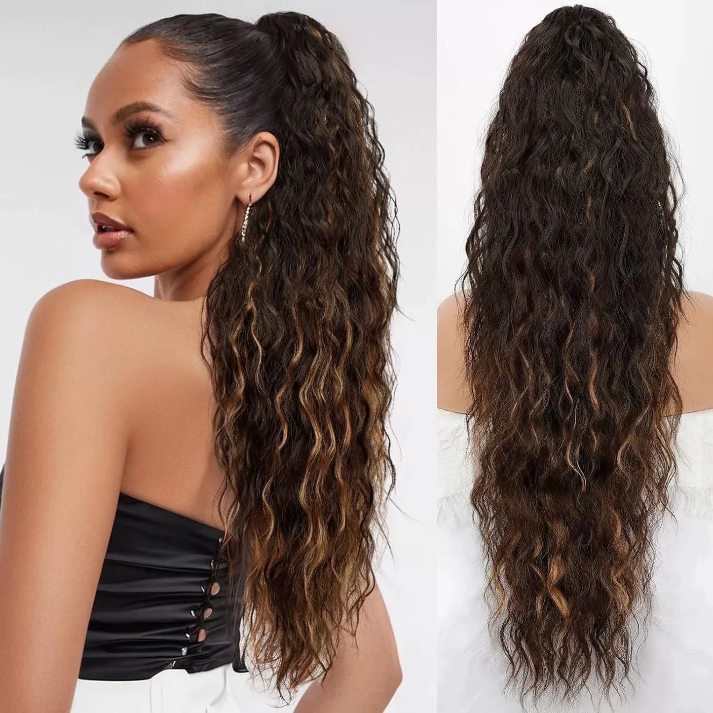 💖Clip-In Wave Ponytail Hair Extension Natural Fluffy African Style Wig💖