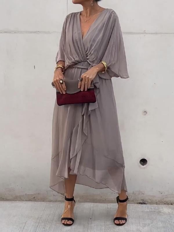 🔥🔥🔥Stylish and elegant V-neck maxi dress - Buy two and get free shipping!