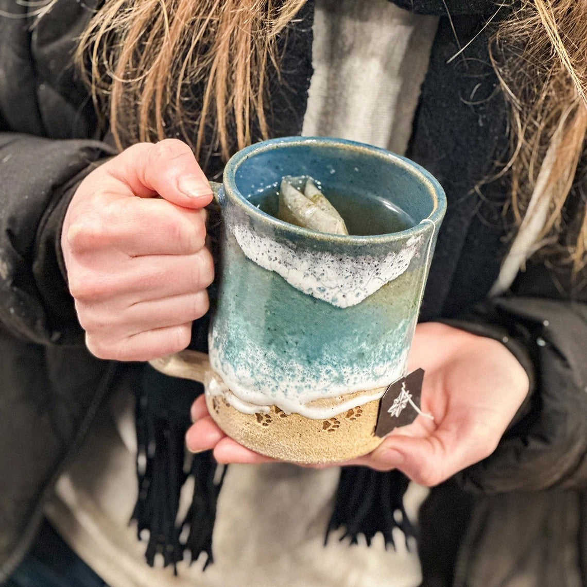 🌊🌊🌊Paw Print Ocean Shoreline Mug