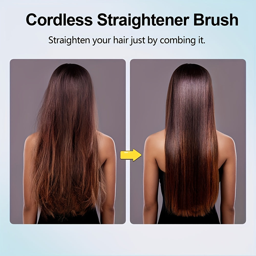 2-in-1 USB-Rechargeable Heated Hair Straightening Brush