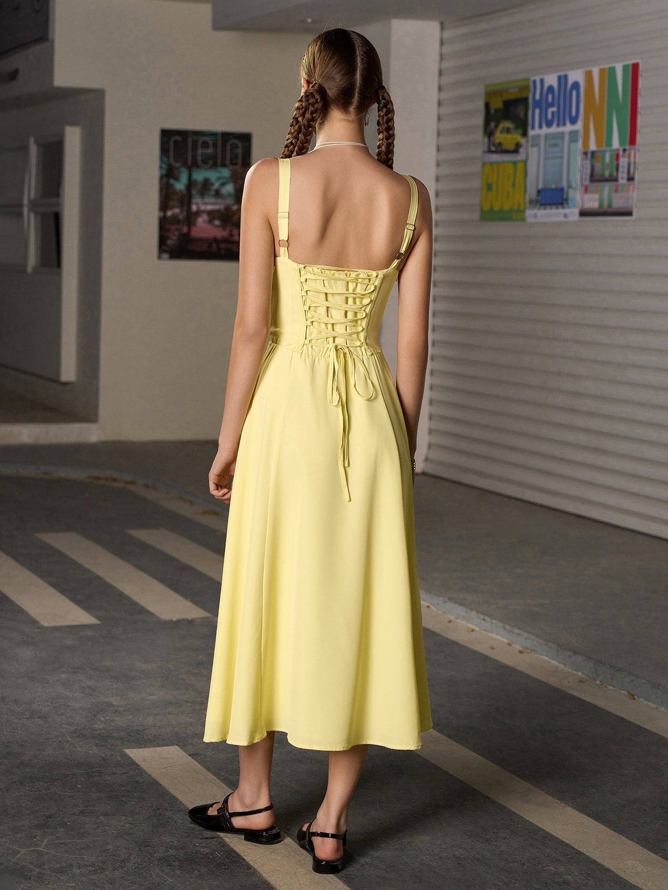 💐Ruched Bust Split Thigh Cami Dress