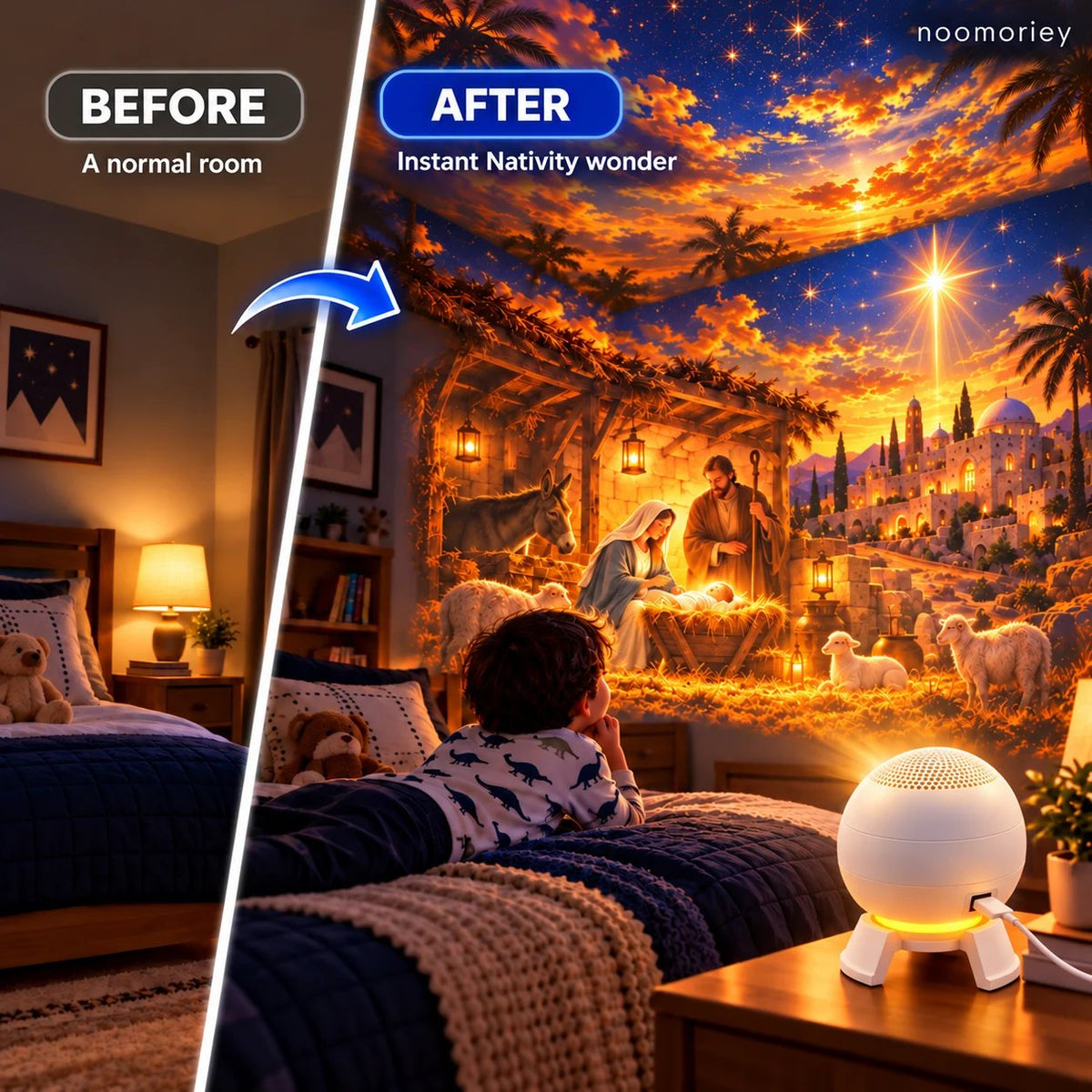 ✝️🌟 Nativity Christmas 5D Projection Light – Transform Any Room Into the Night of Bethlehem