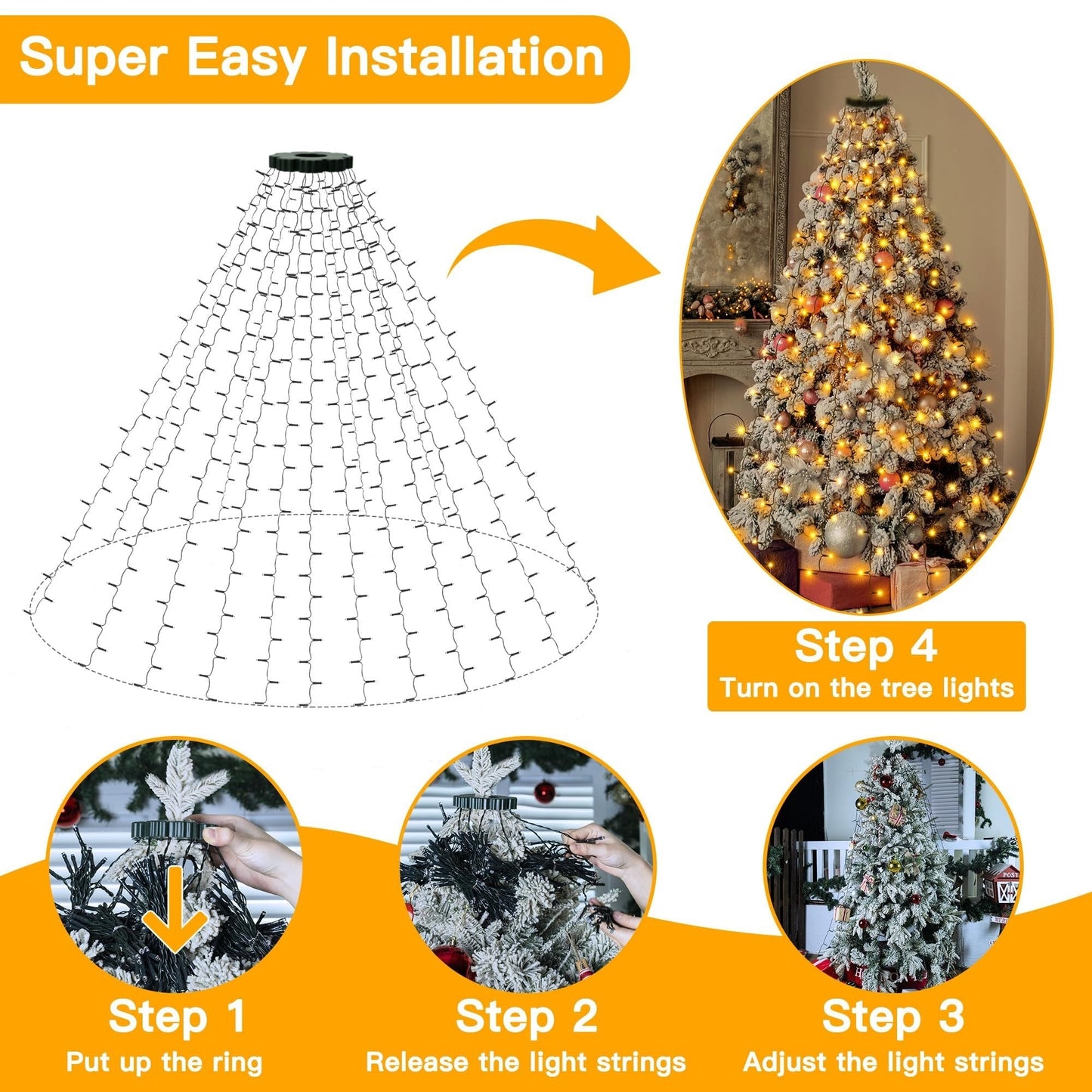 Christmas Pre-sale SALE🎄Christmas Tree Waterfall Lights with Ring