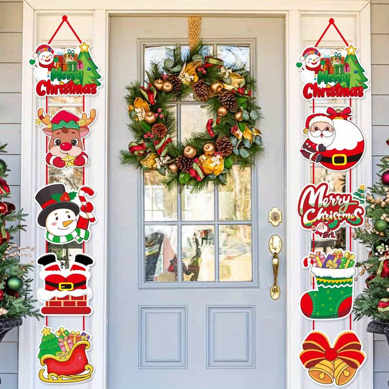 🔥Santa Claus and Snowman Themed Holiday Party Decorations🎅 Christmas Door Curtain Decorations