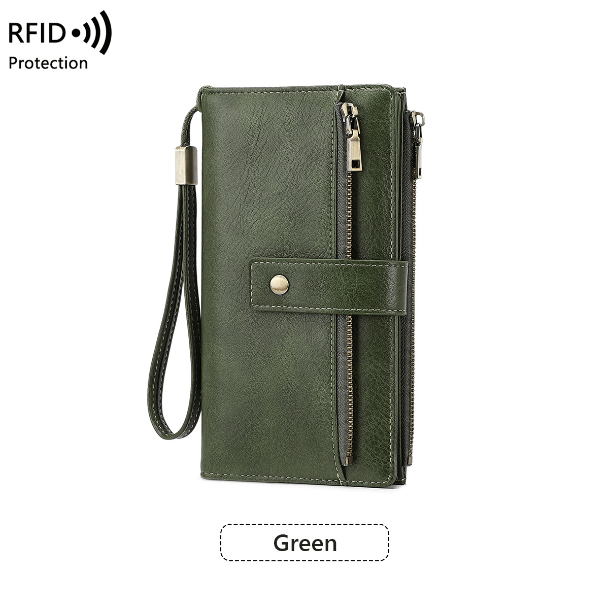 RFID anti-magnetic large-capacity long wallet, elegant solid color anti-theft leather wallet 👛