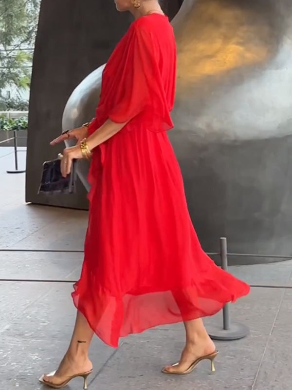 🔥🔥🔥Stylish and elegant V-neck maxi dress - Buy two and get free shipping!