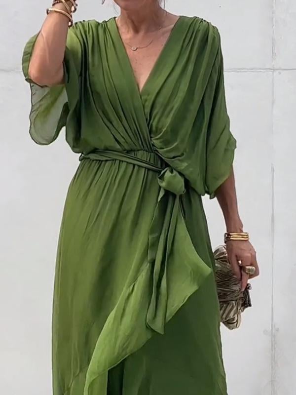 🔥🔥🔥Stylish and elegant V-neck maxi dress - Buy two and get free shipping!