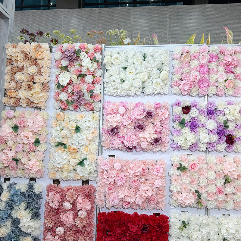 Hand-rolled fabric flower wall - perfect decoration for outdoor events