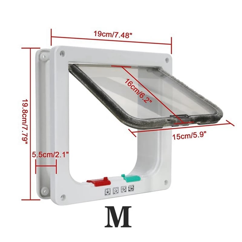 4 Way Security Lock Flap Door - Cat Flap Door for Interior Exterior Door