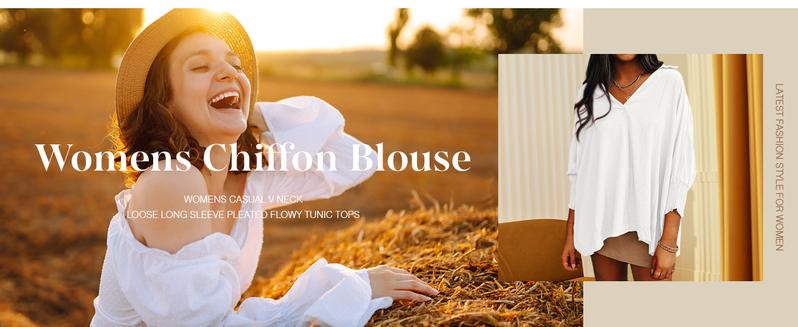 Womens Tunic Tops V Neck Casual Loose 3/4 Sleeve Shirts Dressy Blouses Tops Overiszed T Shirts