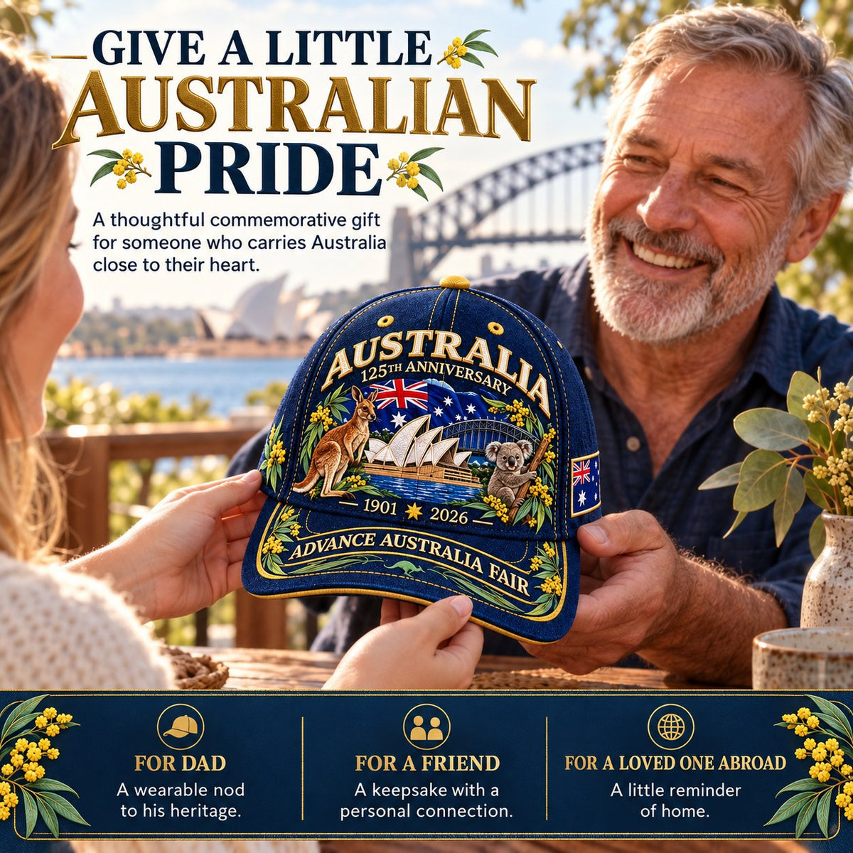 💝LAST DAY 49% OFF - 🦘 Australia 125th Anniversary 1901–2026 – Premium Embroidered Heritage Cap | Cotton-Poly Blend • Detailed Embroidery • Adjustable Fit 🇦🇺