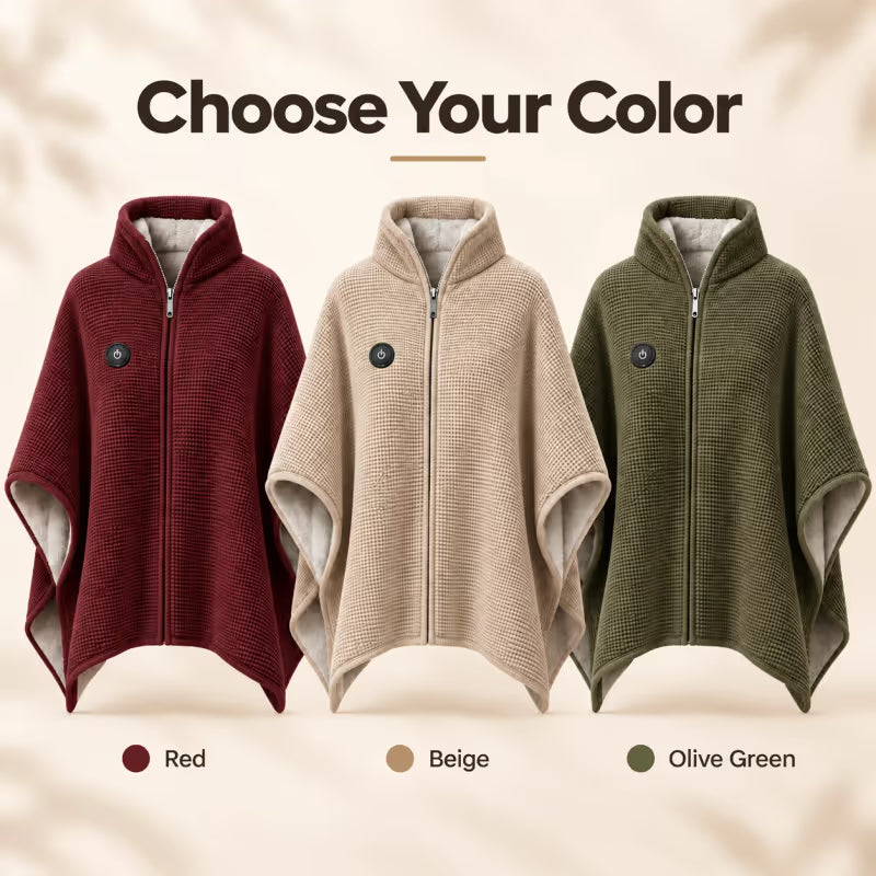 ♨️ 8-Zone Wearable Heated Blanket ❄️ – Cozy Shawl with 3 Heat Levels & USB Power