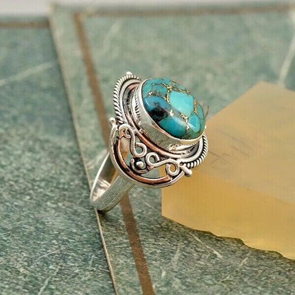 🔥🔥Boho Turquoise Silver Ring mysite