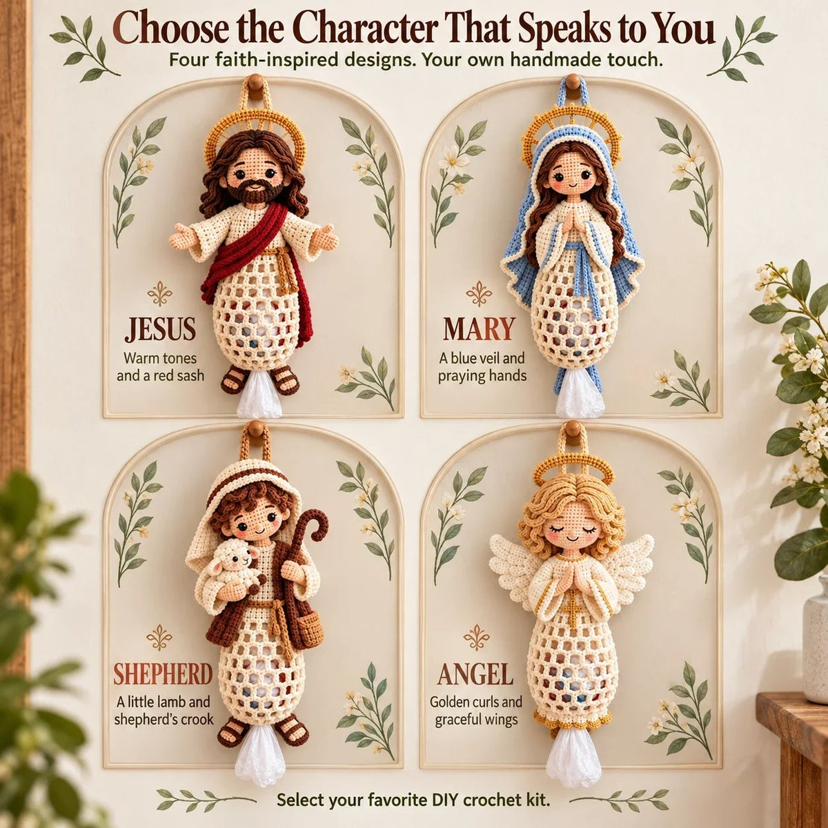 ⏳ Last Day 49% OFF – 🧶 Beginner-Friendly Blessed Home Crochet Bag Holder DIY Kit | 4 Faith-Inspired Designs with Yarn, Tools & Guide Included ✝️