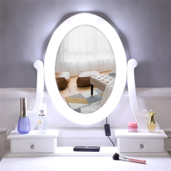 Elegant European-Style Vanity Set with Five Drawers and Lighted Mirror - Free shipping across the United States, delivery within 2-8 days uber7