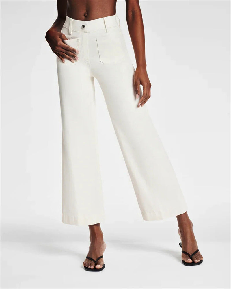 Cropped Wide-Leg Patch Pocket Jeans(Buy 2 Free Shipping) mysite