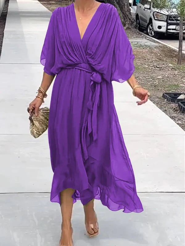 🔥🔥🔥Stylish and elegant V-neck maxi dress - Buy two and get free shipping!