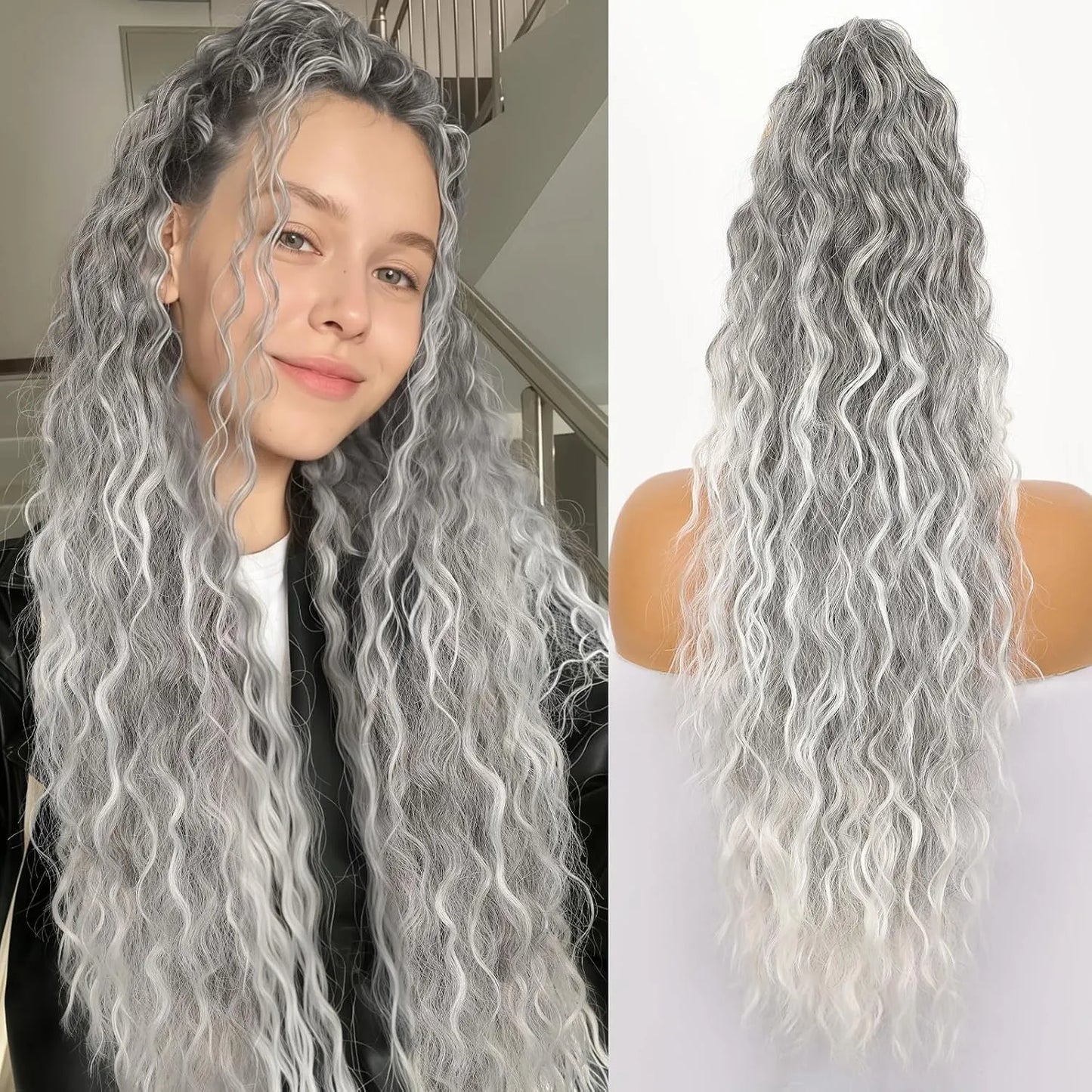 💖Clip-In Wave Ponytail Hair Extension Natural Fluffy African Style Wig💖