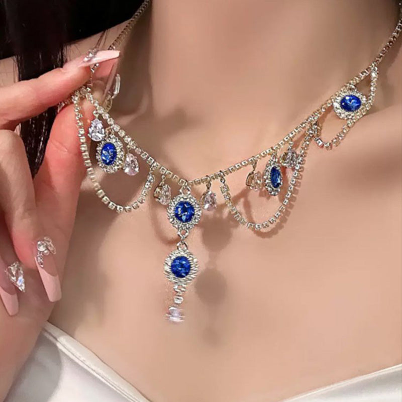 🔥2024 Hot Sale 🔥French Blue Zirconia Necklace--(Heart of the Ocean)