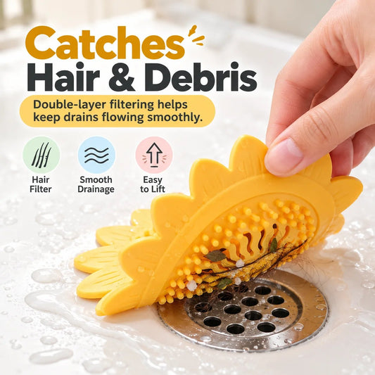 🌻Sunflower Silicone Drain Cover – Hair Catcher, Odor Blocker & One-Press Drain