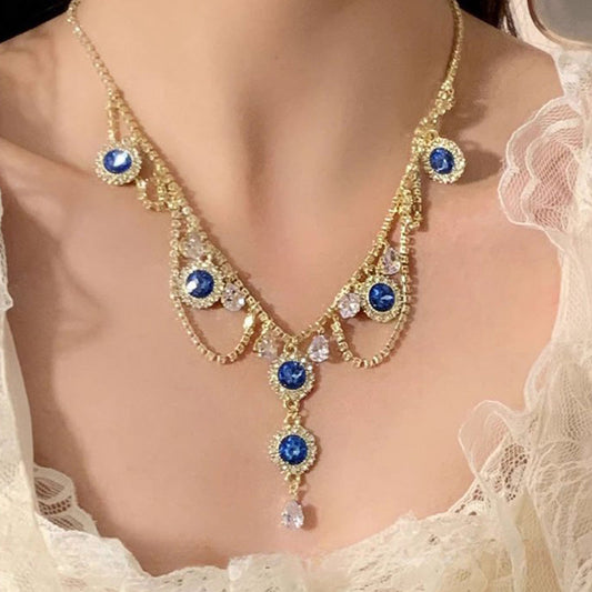 🔥2024 Hot Sale 🔥French Blue Zirconia Necklace--(Heart of the Ocean)