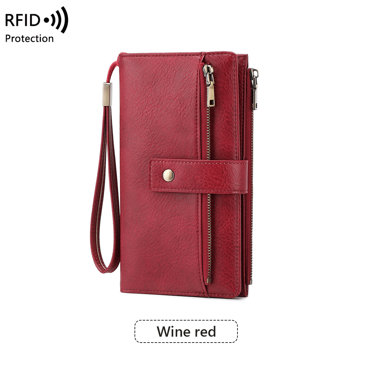 RFID anti-magnetic large-capacity long wallet, elegant solid color anti-theft leather wallet 👛