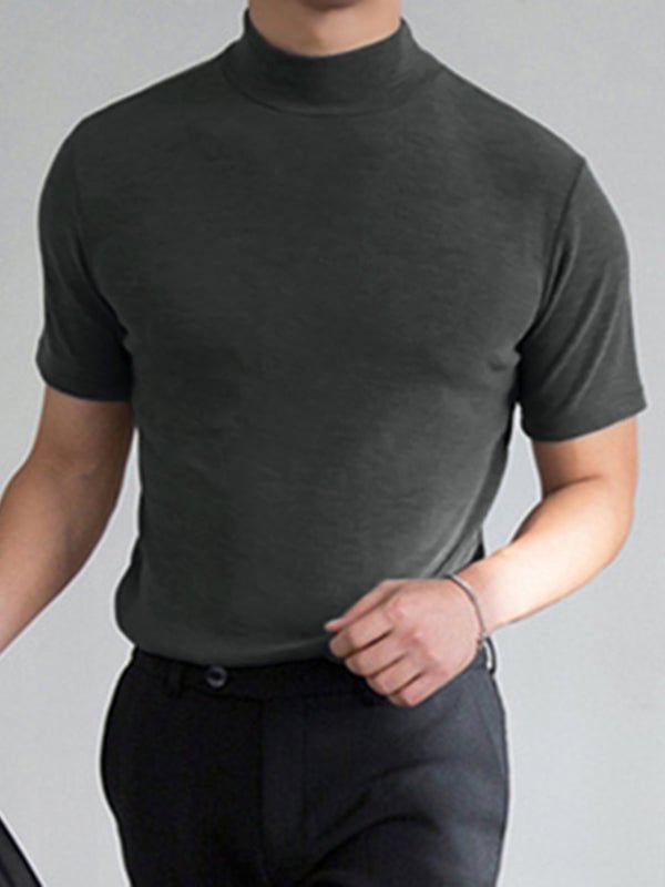 Men 's High Neck Slim Fit T-shirt mysite