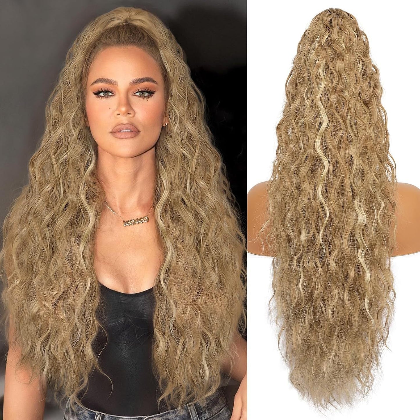 💖Clip-In Wave Ponytail Hair Extension Natural Fluffy African Style Wig💖