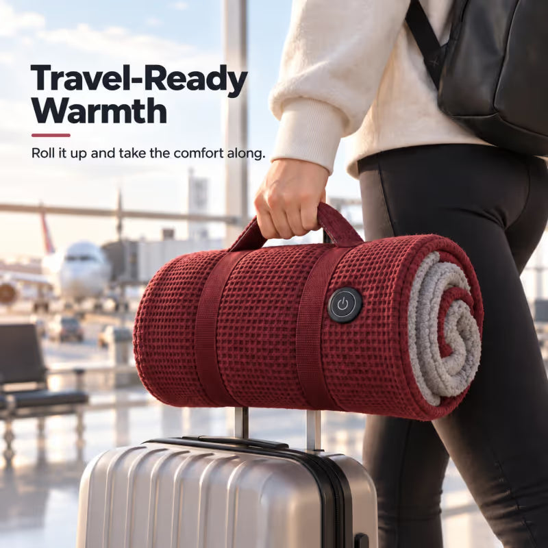 ♨️ 8-Zone Wearable Heated Blanket ❄️ – Cozy Shawl with 3 Heat Levels & USB Power