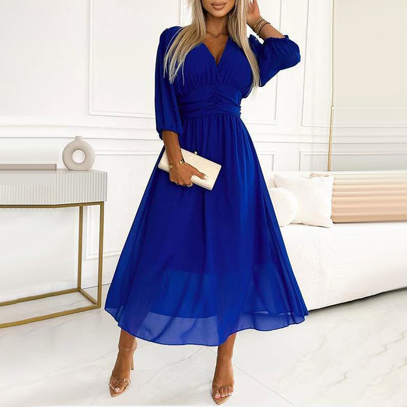 Chiffon Gowns For Women 2026.Women's V-neck Lightweight Chiffon Dresses - uber7