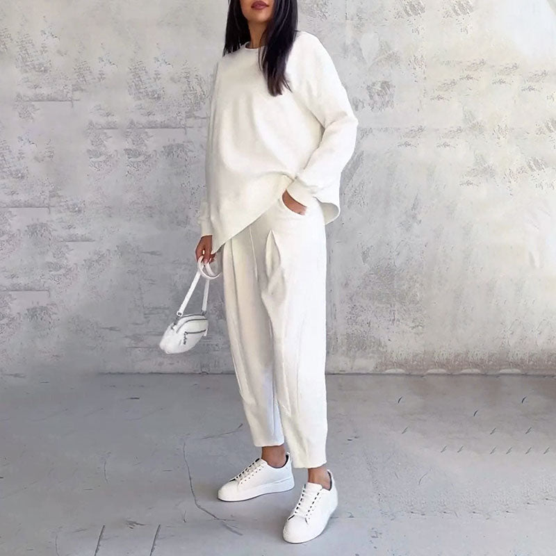 Round-Neck Long-Sleeved Top ＆ Pants 2-Piece Set product image 6