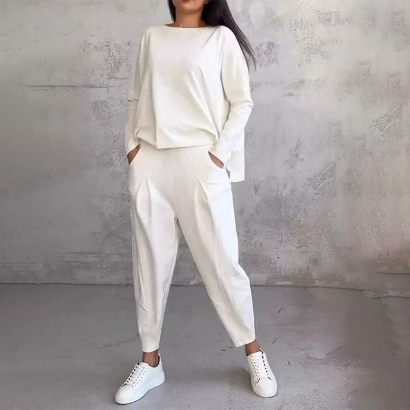 Round-Neck Long-Sleeved Top ＆ Pants 2-Piece Set product image 5