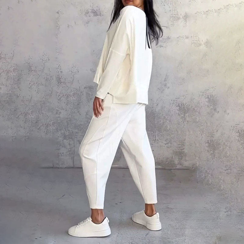 Round-Neck Long-Sleeved Top ＆ Pants 2-Piece Set product image 8