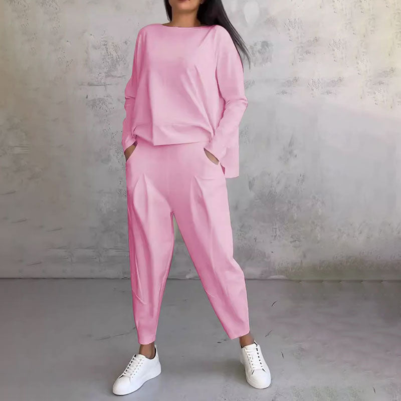 Round-Neck Long-Sleeved Top ＆ Pants 2-Piece Set product image 9