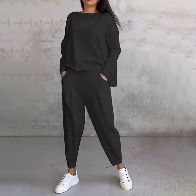 Round-Neck Long-Sleeved Top ＆ Pants 2-Piece Set product image 12