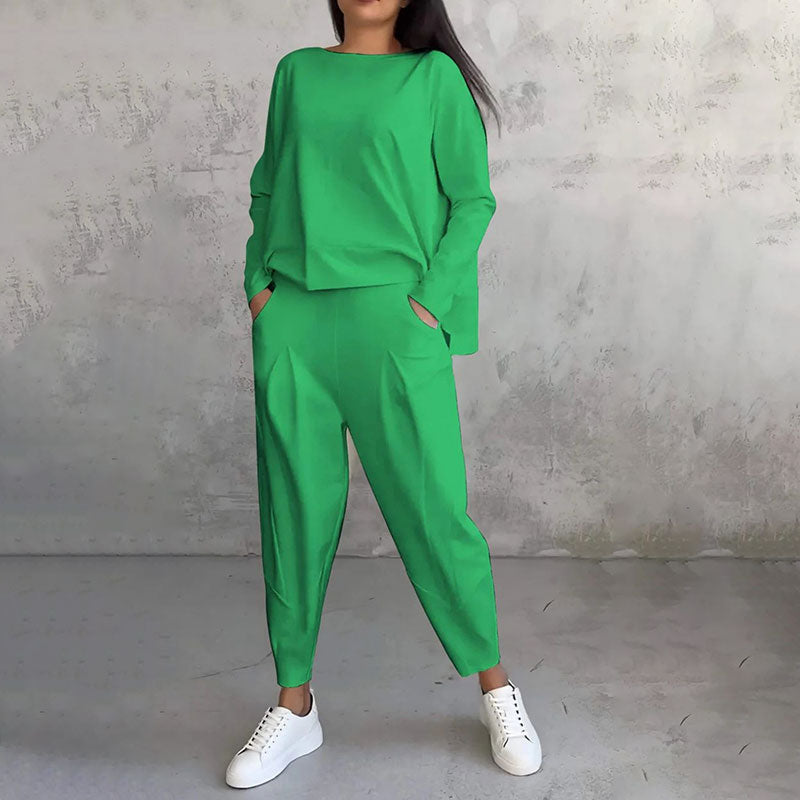 Round-Neck Long-Sleeved Top ＆ Pants 2-Piece Set product image 11