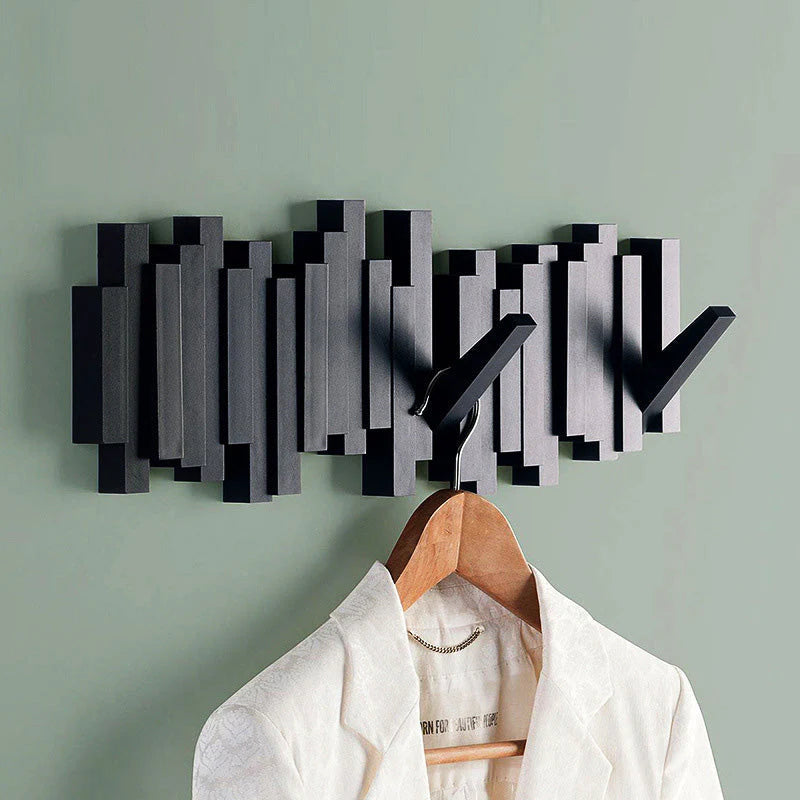 Wall-mounted wooden coat rack 🎹Piano key style design