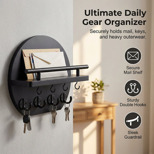 Wall Mount Key Holder with Shelf & Hooks product image 2