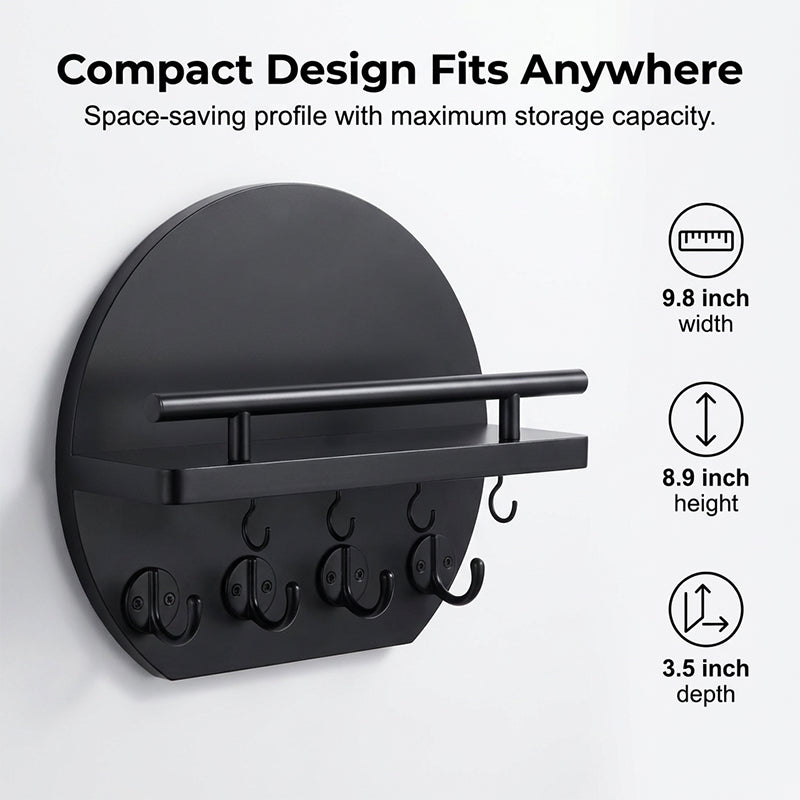 Wall Mount Key Holder with Shelf & Hooks product image 4