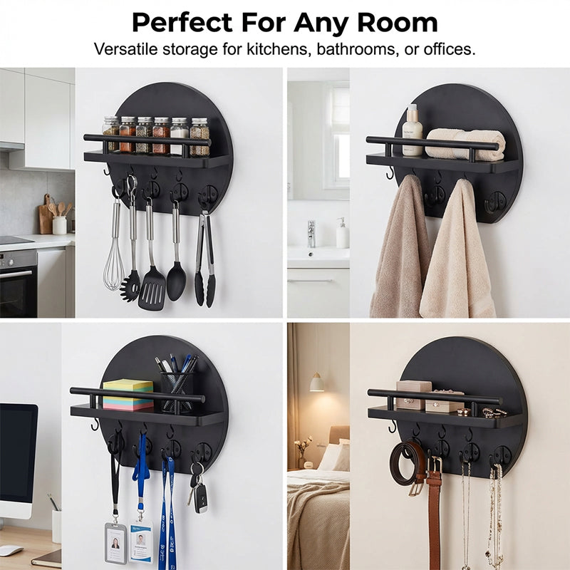 Wall Mount Key Holder with Shelf & Hooks product image 6