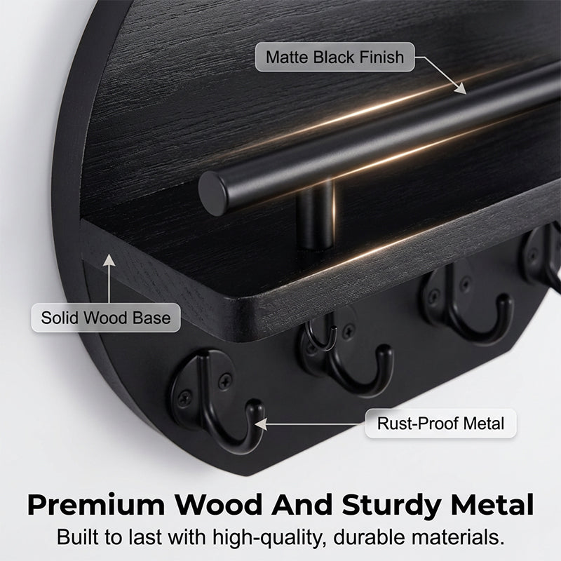 Wall Mount Key Holder with Shelf & Hooks product image 5