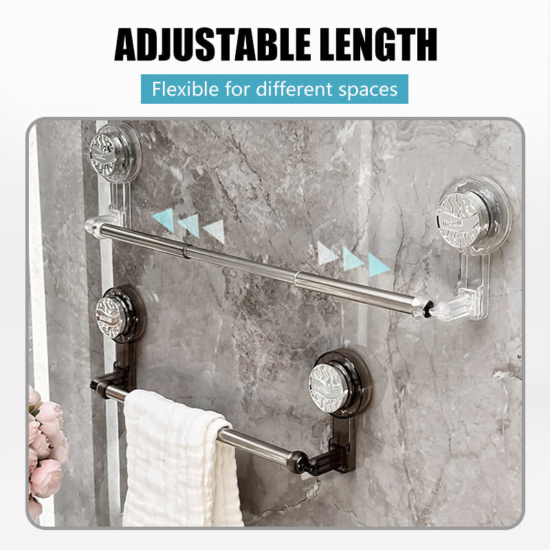 🛁 No-Drill Adjustable Suction Cup Towel Bar