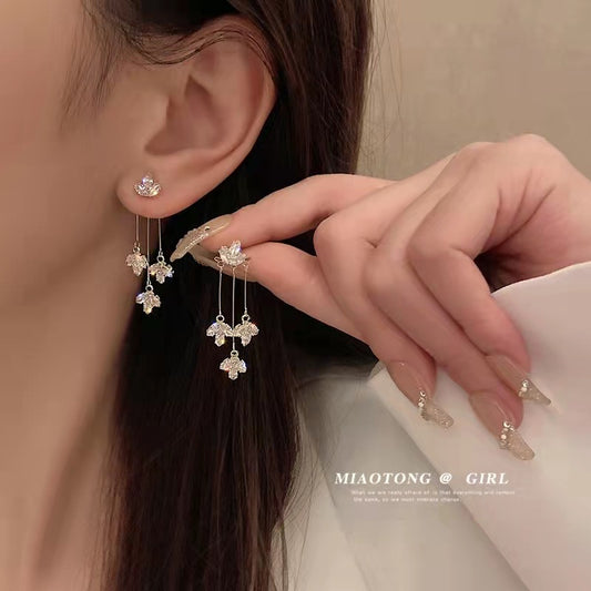 ZIRCON TASSEL MAPLE LEAF EARRINGS mysite