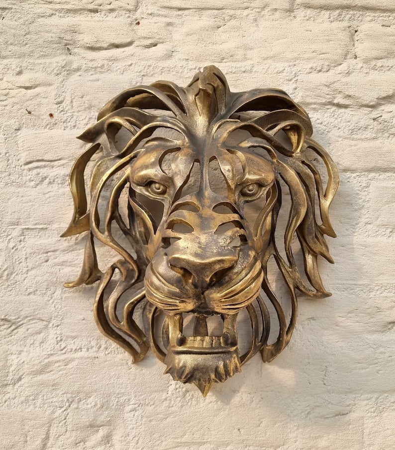 🦁Rare Find-Large Lion Head Wall Mounted Art Sculpture🎁