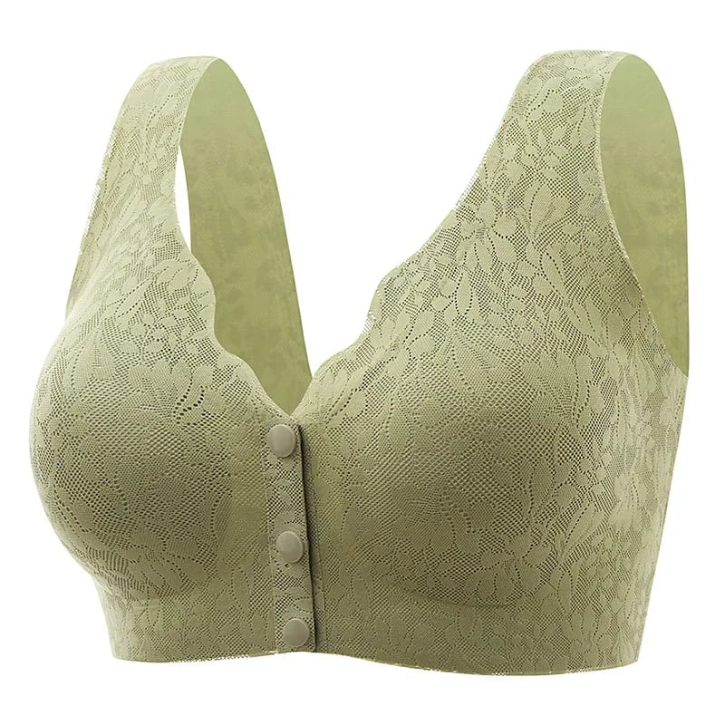 Plus Size Jacquard Lace Button Front Comfy Bra (Four piece set) mysite