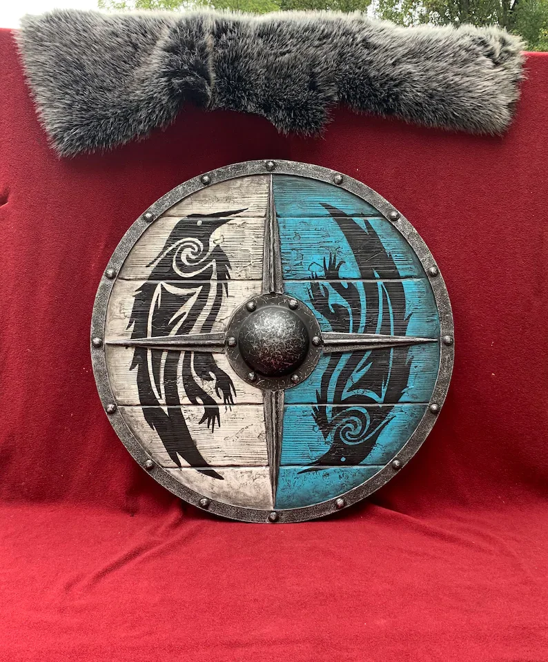 Eivor Valhalla Raven Battle Damaged Viking Wooden Shield 30CM mysite