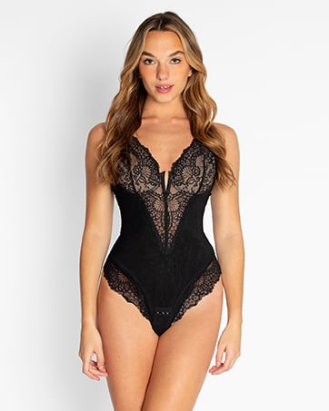 Deep-V Neck Lace Thong Bodysuit ( Buy 3 Free Shipping ) mysite