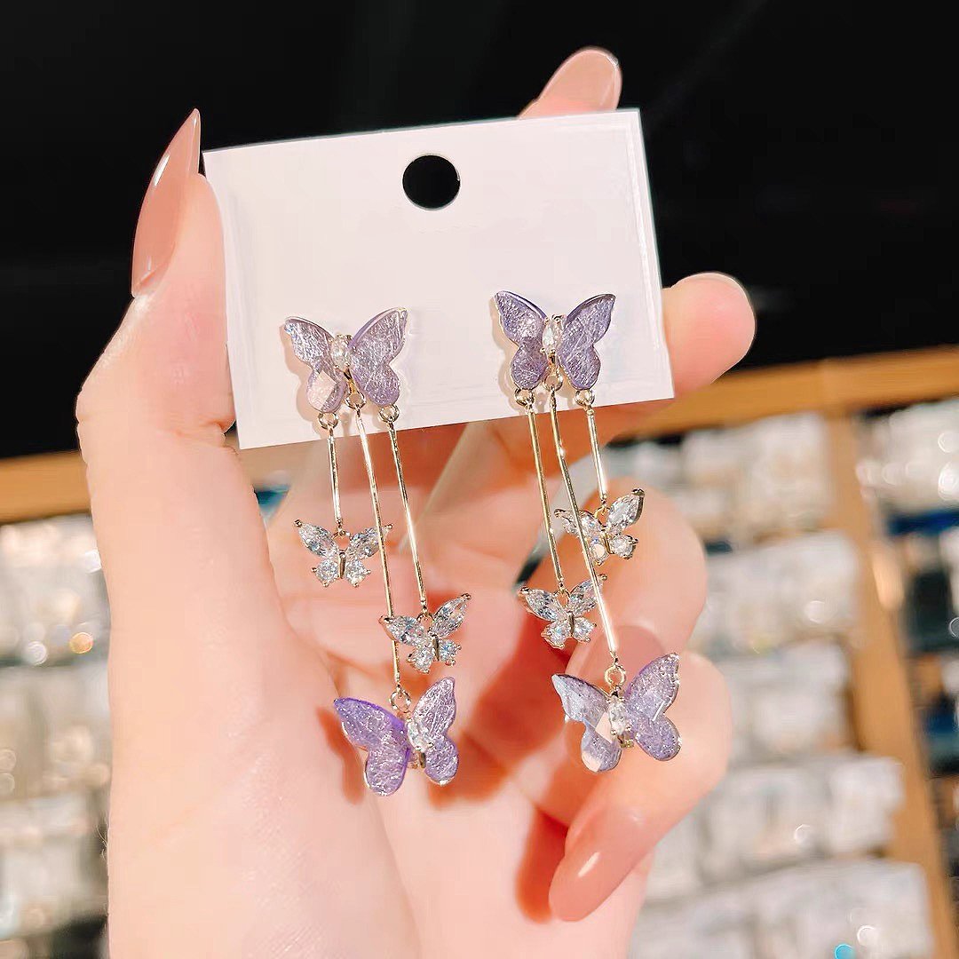 🔥Crystal Butterfly Tassel Earrings