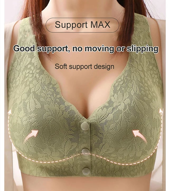 Plus Size Jacquard Lace Button Front Comfy Bra (Four piece set) mysite