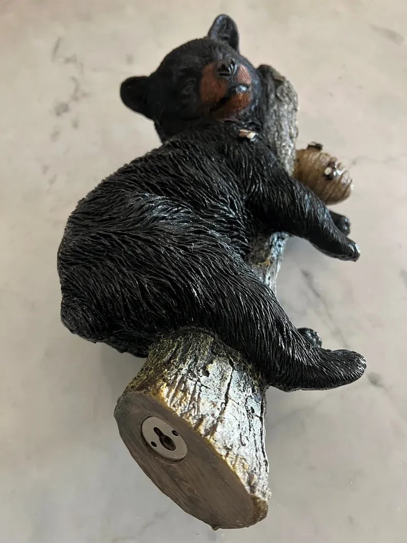 Black Bear Cub Napping Hanging Out in a Tree Figurine mysite